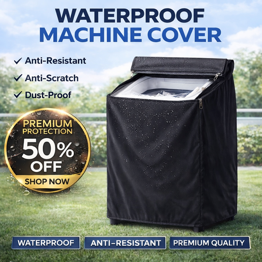 100% Premium Waterproof Washing Machine Cover Black