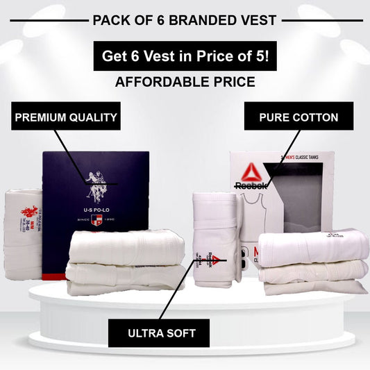 Deal of Branded Pack of 6 Premium Quality Vest (Under Shirts) - Great Touch