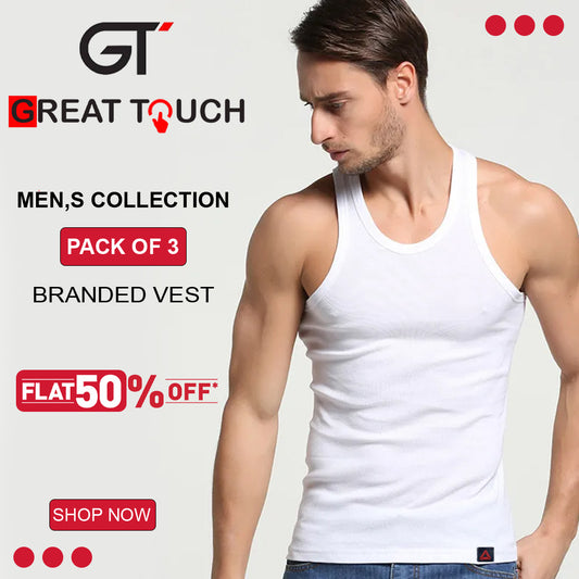 Classic Mens Premium Cotton Vest Pack fo 3 (R-01)