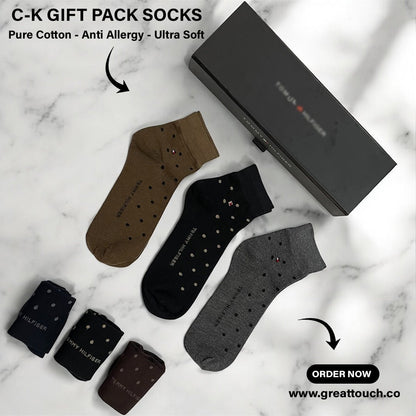 T - H Half Ankle Gift Pack Sleek dotted Pattern Premium Socks (Pack of 6) - Urban Monarch