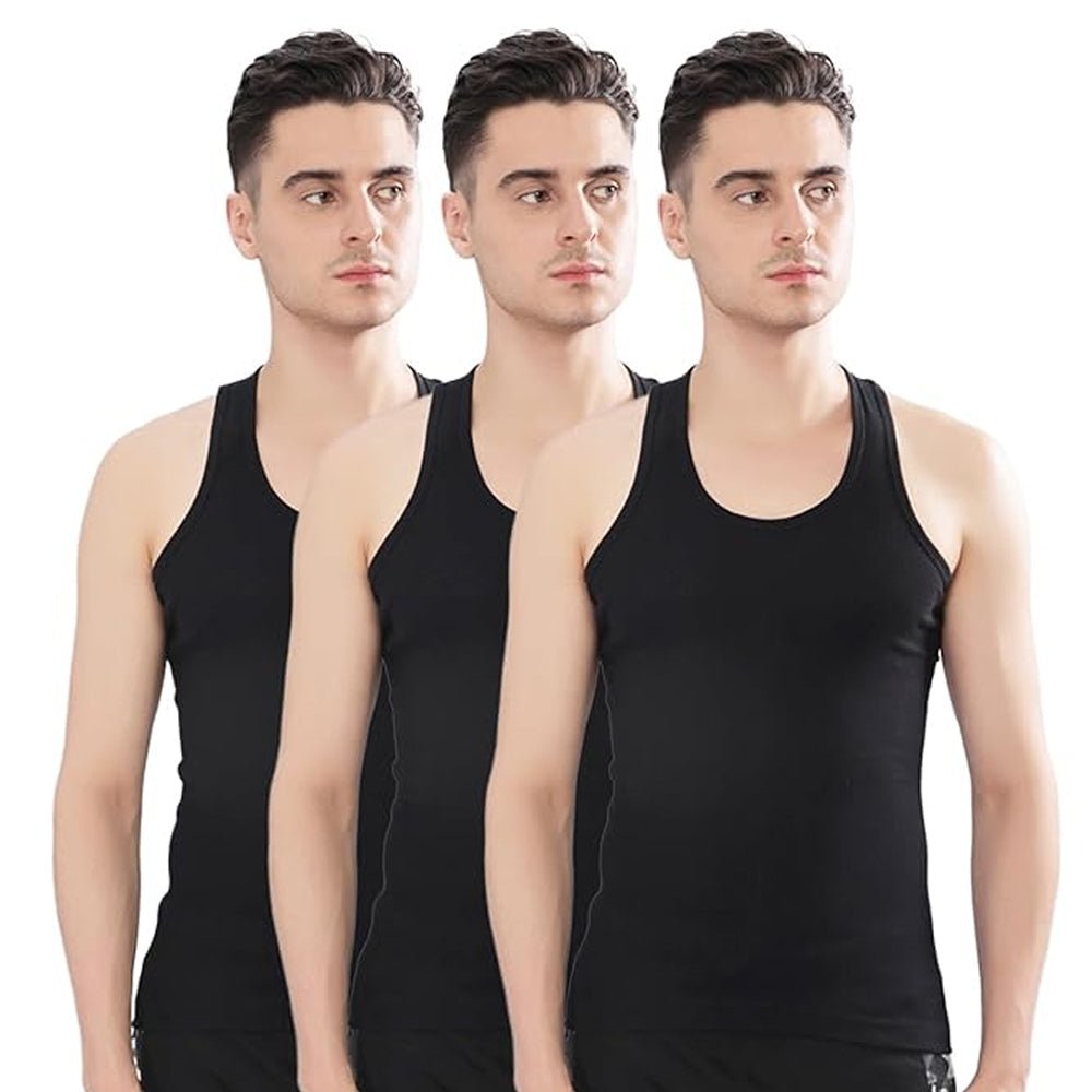 T - H Mens Black Premium Quality Classic Vest Pack of 3 - Great Touch