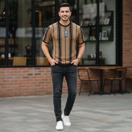 Urban Arch Imported Ribbed Line Tee Shirt - Urban Monarch