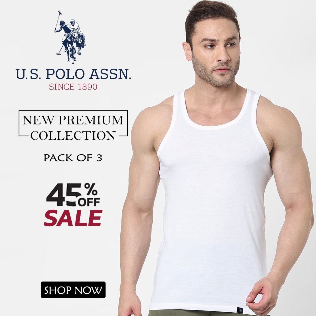 US Polo Vest (Under shirts) Pack of 3 - Great Touch